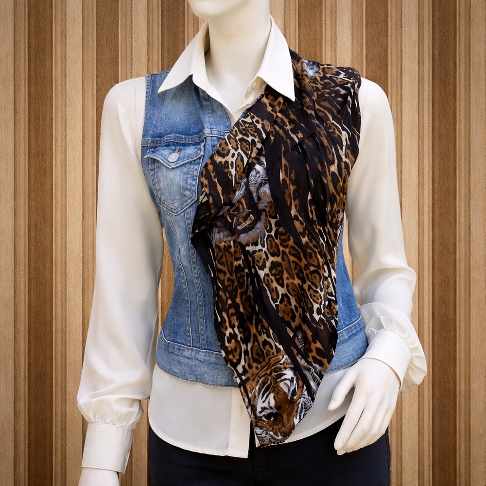 Philipp Plein tiger animal printed silk scarf
